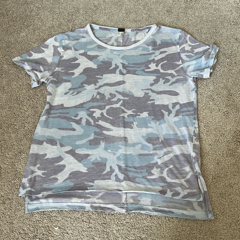 We The Free‎ Free People FP Purple Blue Camo Clare Tee Top XS